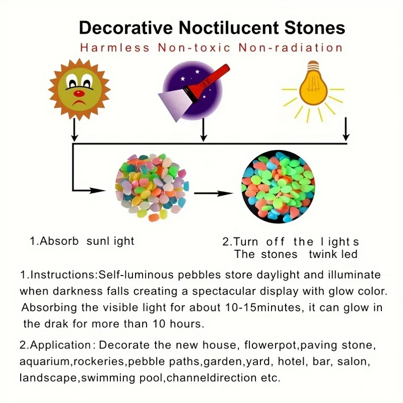 Glowing pebbles100-500pcsLuminous resin stones for landscape gardens, pathways, potted plants, parks, and fish tank decorations - view 3