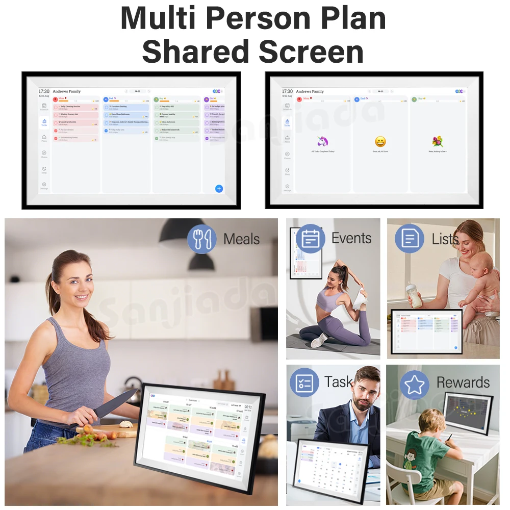 Digital Photo Frame Electronic Chore Char To-Do List Planner for Home with WiFi Sync 15.6"  Family Smart Digital Calendar