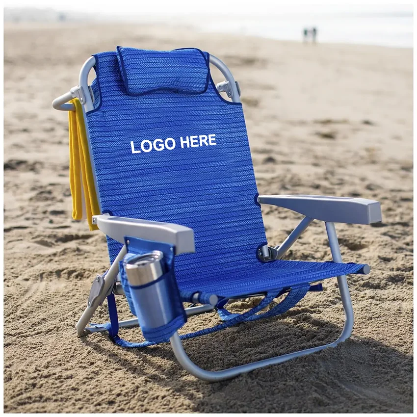 Wholesale Custom Lightweight Outdoor Adult Luxury Travel Folding Portable Folding Lie Flat Camping Beach Pool Chair With Logo