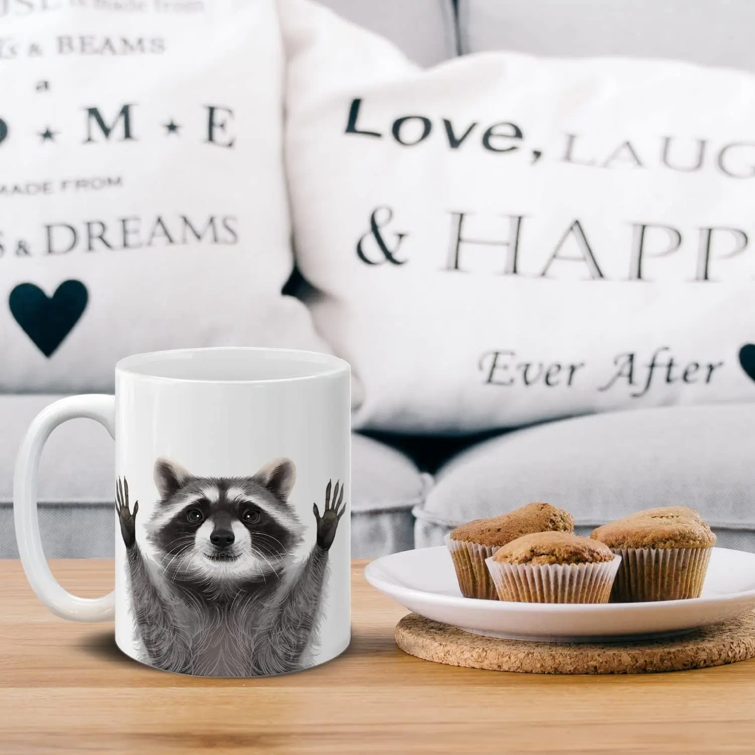 Home Daily Raccoon Printed White Breakfast Drinking Water Coffee Cup Holiday Gift Mug Winter Christmas Milk Cups