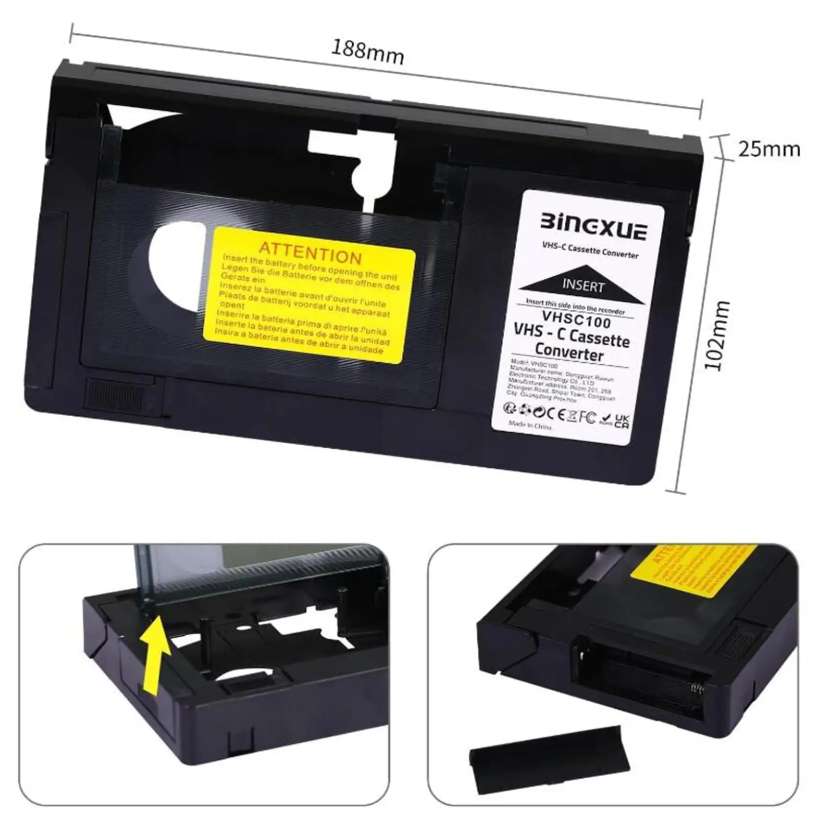 جهاز محول كاسيت VHS C أشرطة VHS احترافية محمولة لكاميرات الفيديو