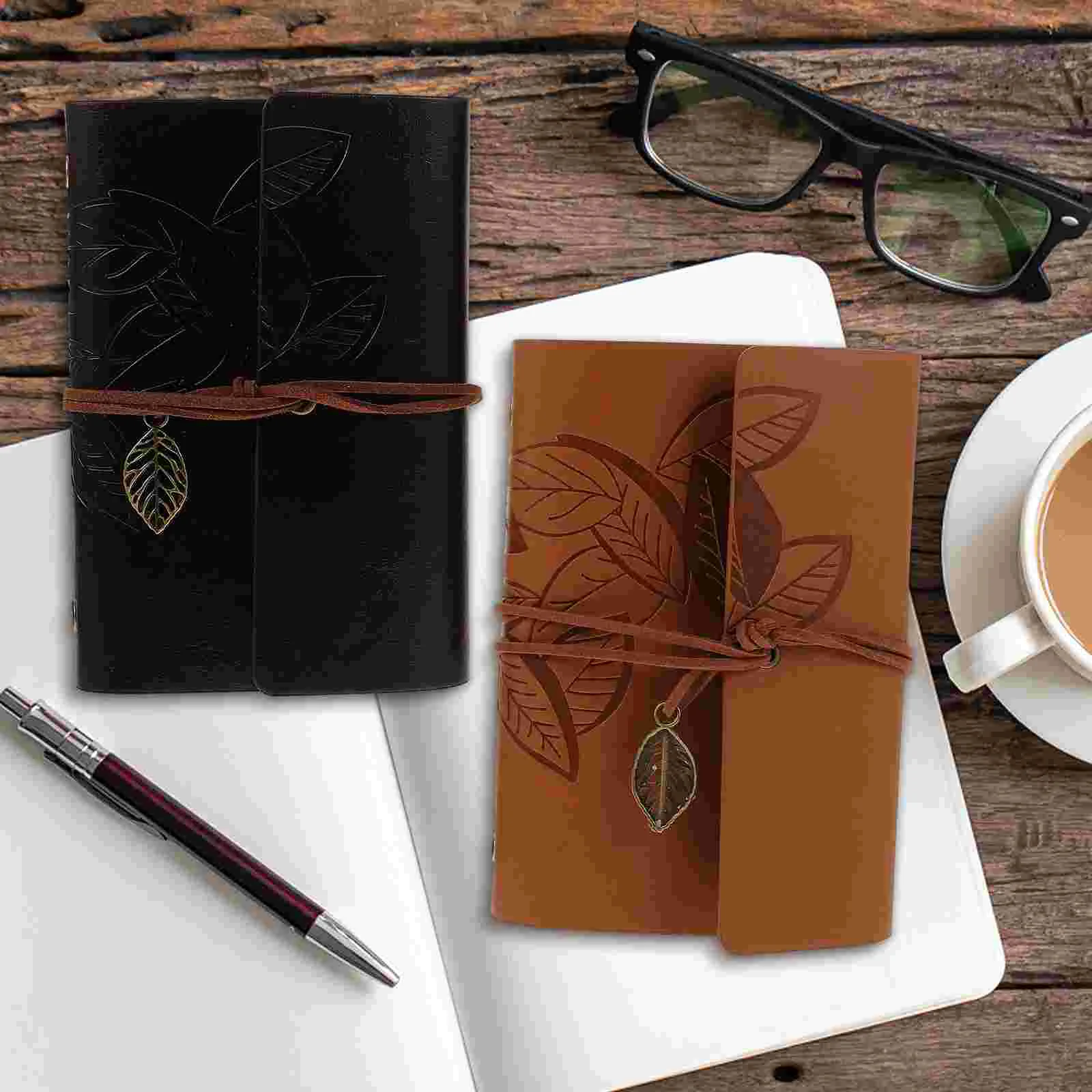 2 Pcs Multifunction Mini Travel Notebook Loose-leaf Retro Notepad 2pcs Packaged Journey Imitation Daily Writing