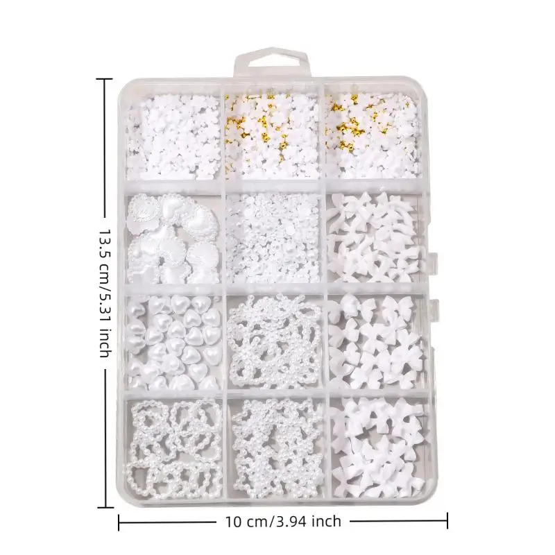 12 rejillas de resina con lazo, flores, diamantes 3D para uñas, Kit de gemas para uñas de fondo plano, dijes para decoración de uñas, accesorios de manicura DIY, gemas para uñas