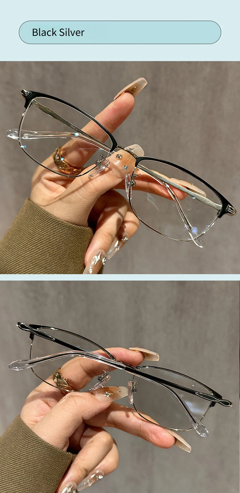 Heißverkaufte Lesebrille mit hochauflösendem Metallrahmen und Anti-Blaulicht-Lesebrille – Detail 6