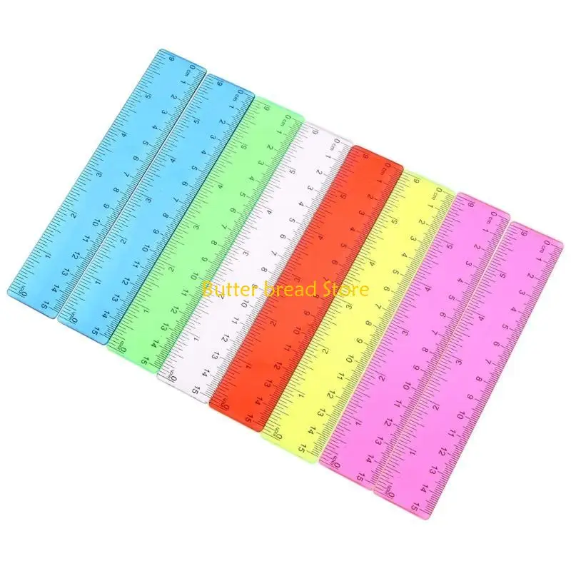 W89C 8 Pack Colorful Transparent Ruler Plastic Rulers, Metric Bulk Rulers with Inches and Centimeters, Kids Ruler for School