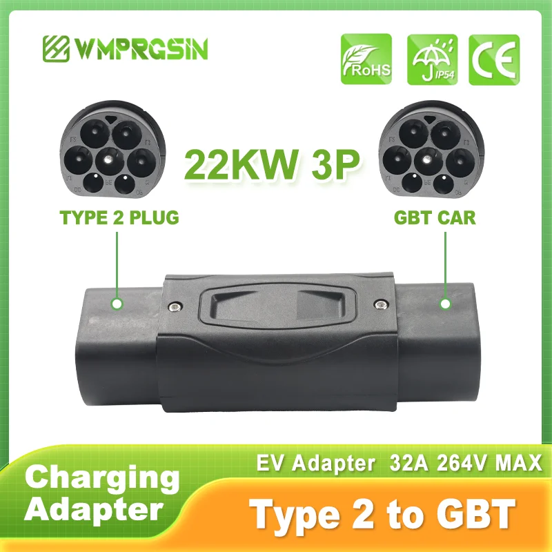 EV Charger 4U IEC62196 Type 2 to GBT EV Adapter 3Phase 32A 22KW 3Phase Dual Hock for Chinese Brand EV Charging Adaptor convertor