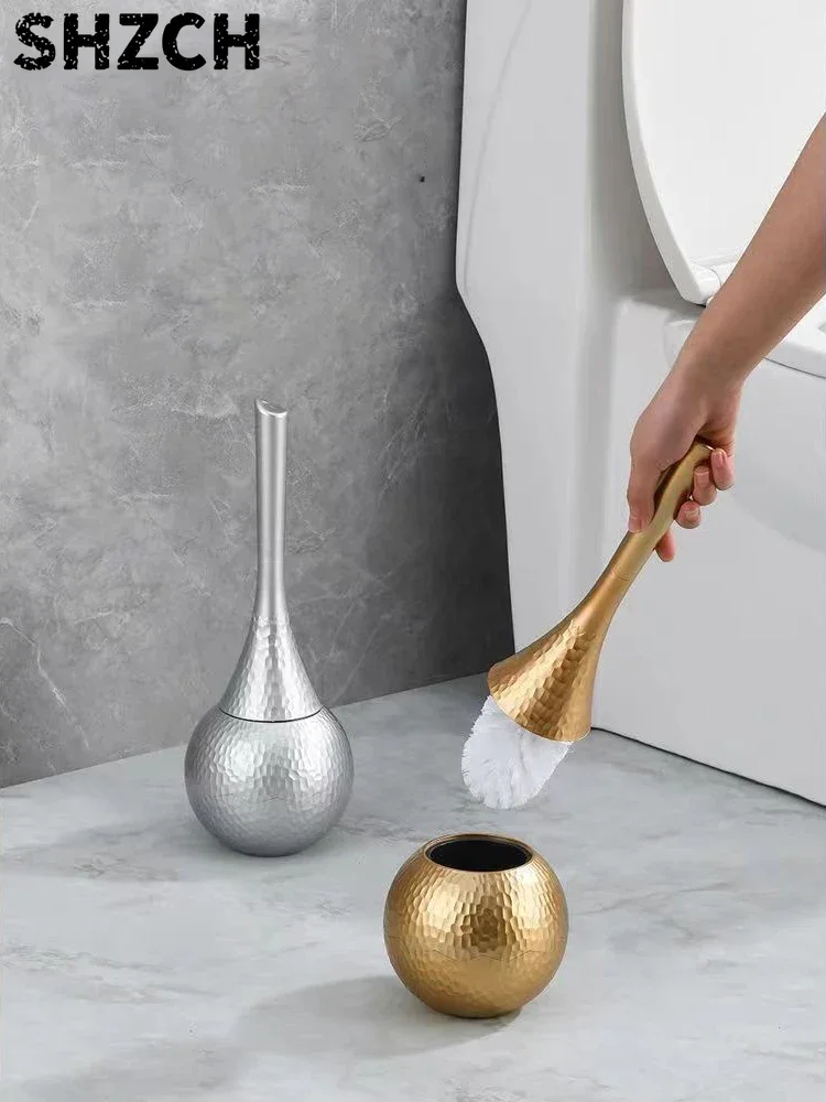 Luxury Gold Toilet Brush Set Replaceable Nylon Soft Bristle Brush Long Handle for WC Bathroom Accessories Cleaning Tools
