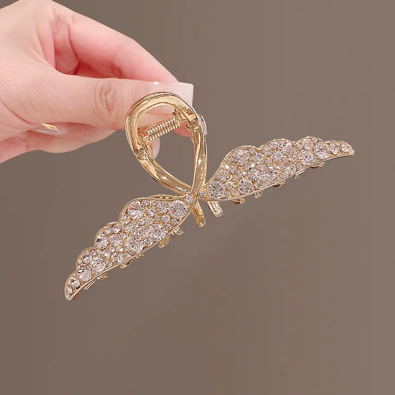 VANIKA Luxury Full Rhinestone Wing Hair Claw Elegant Metal Hairpins Ponytail Claw Clip For Women Girls Hair Accessories Gifts