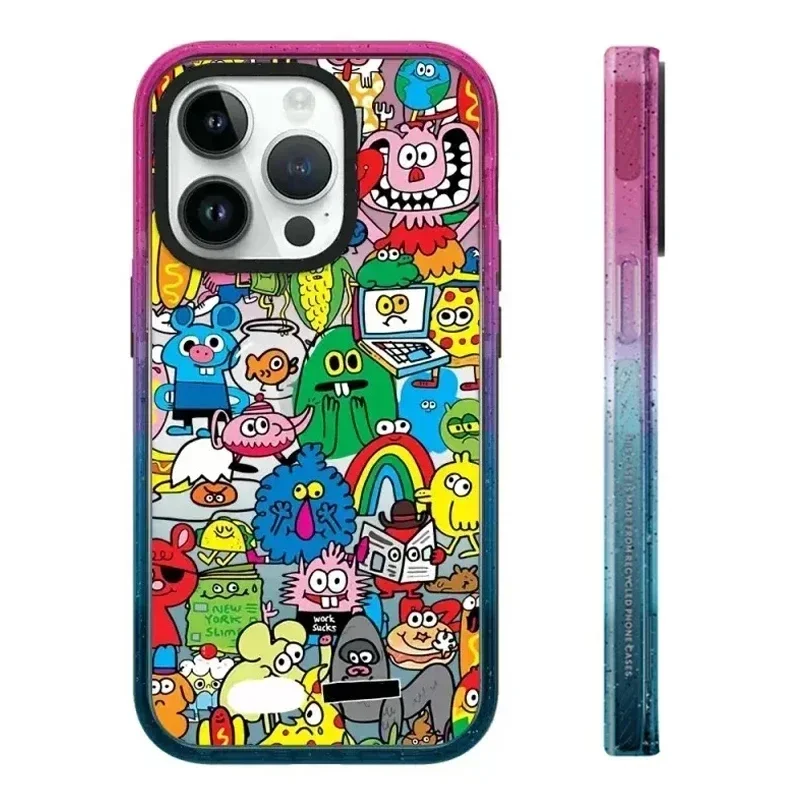 

Cartoon Cute Monster Pattern iPhone 11 12 13 14 15 Pro Max Protective Case with MagSafe