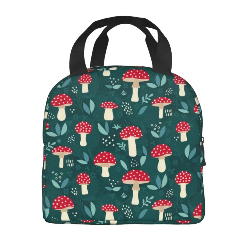 Psychedelic Magic Flowers Snd Mushrooms Thermal Insulated Lunch Bags Portable Lunch Tote for Work School Travel Storage Food Box