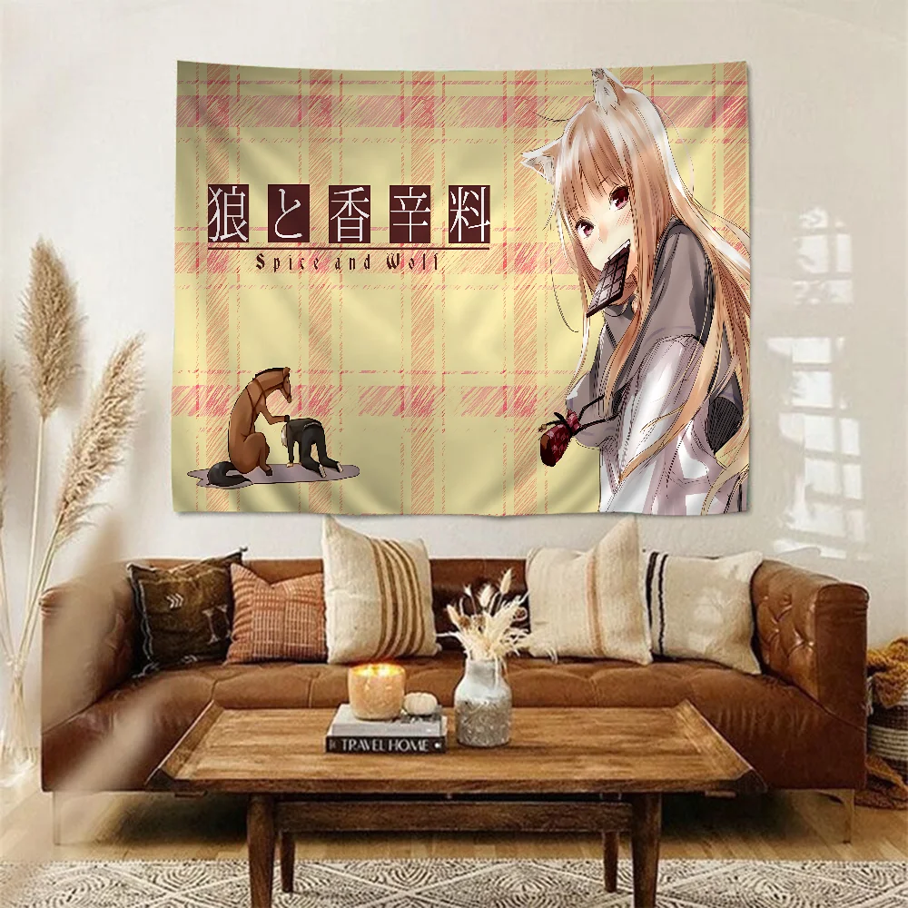 Spice And Wolf Hippie Wall Hanging Tapestries For Living Room Home Dorm Decor Kawaii Room Decor