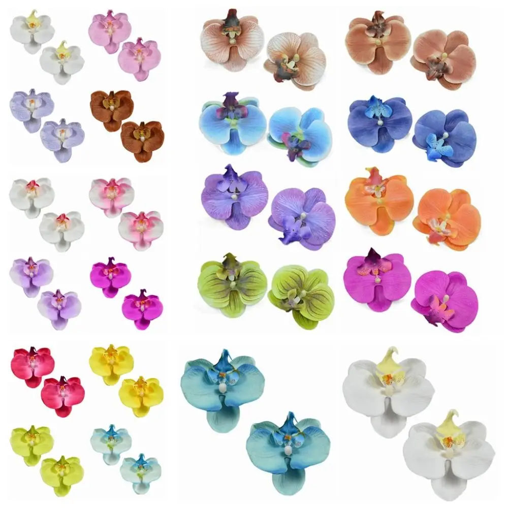 2 uds estilo coreano mariposa orquídea flor Artificial hecha a mano DIY mariposa Artificial orquídea Scrapbooking 8,5 cm