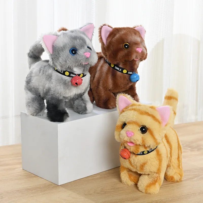 Children\'s Electric Toys Cartoon Cute Bell Cat Series Plush Toys Walks With Head Wagging And Tail Wagging Pet Toys Puzzle Toys