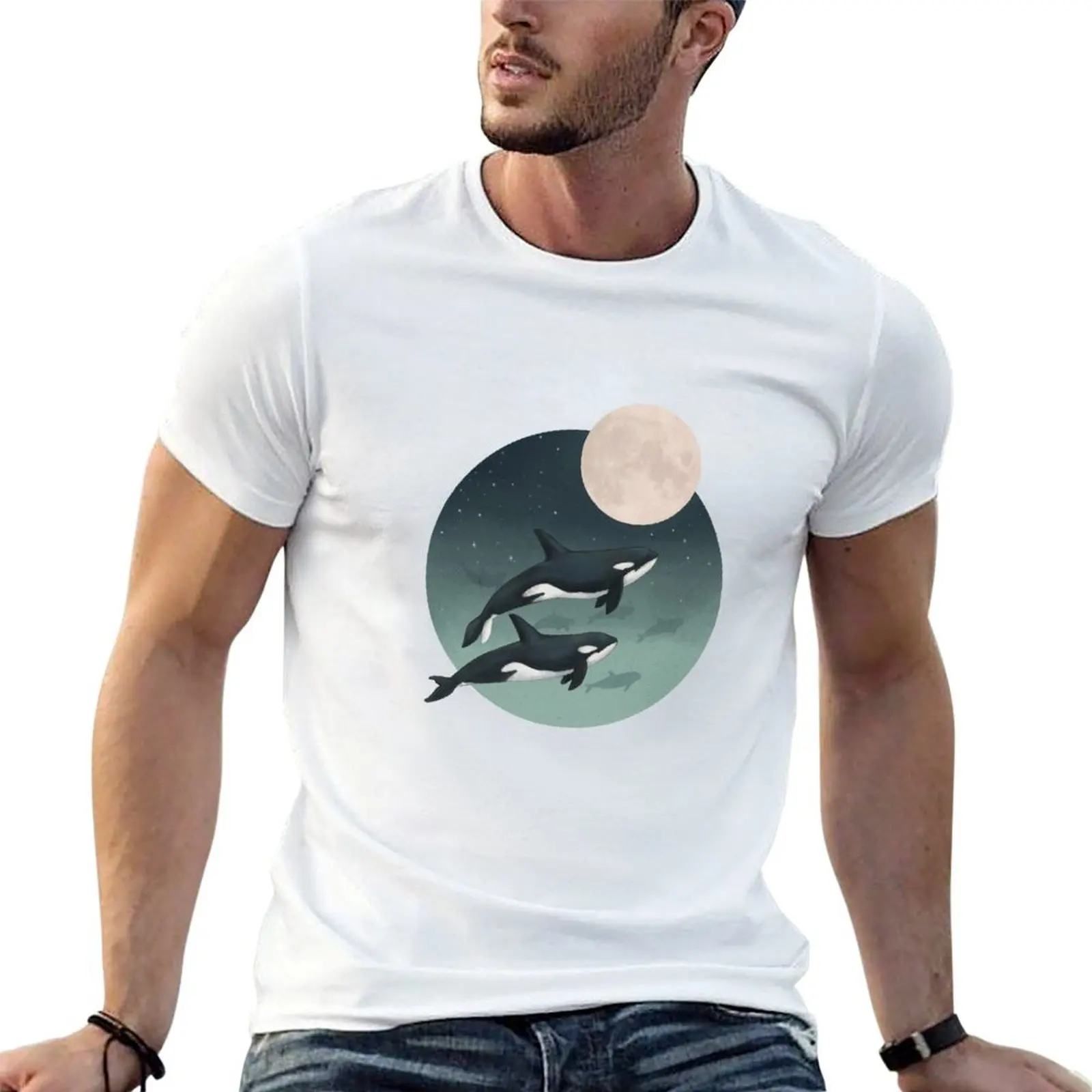 moonlight caravan // orcas T-Shirt plus size tops Blouse designer t shirt men