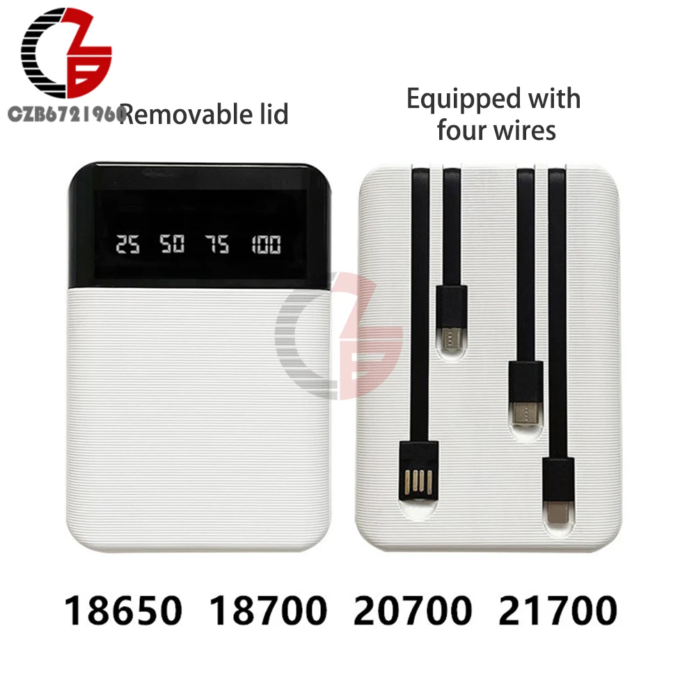 18650/18700/20700/21700 bateria do etui na powerbank ładowania obudowa USB/Micro/typu c szybkie ładowanie dla smartfonów 5V