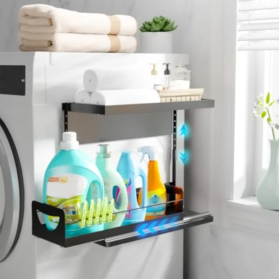 

Heavy-Duty Magnetic Shelf With Pull-Out Drawers for Washing Machines, Dryers and Fridge; Height-adjustable Magnetic Shelf, Idea