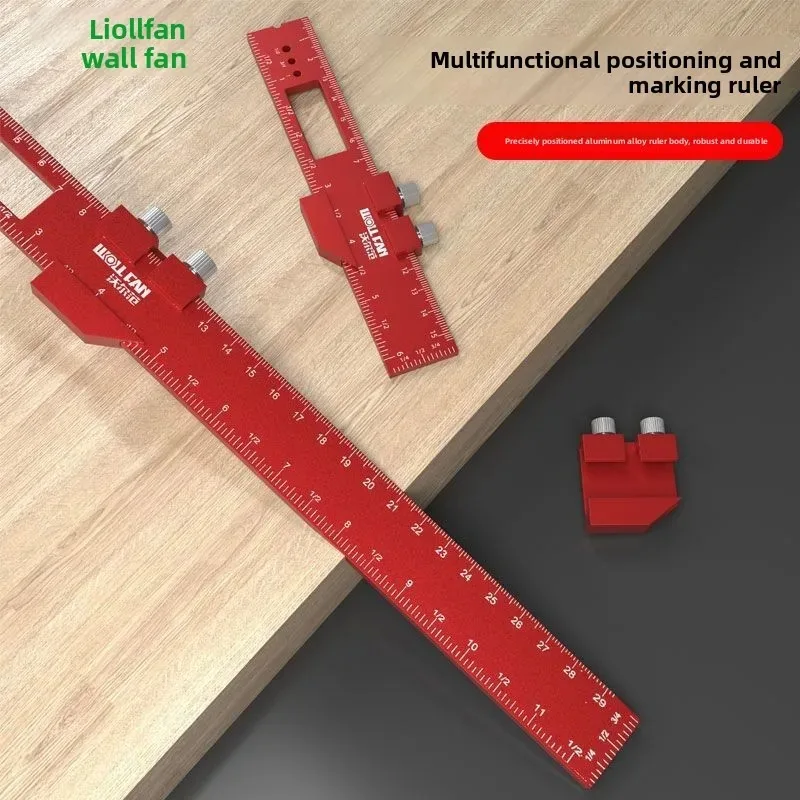 

Precision Pocket T-Type Scribing Ruler with Slide Stop Inch & Metric Carpentry Square T-Track Measuring Marking Tool