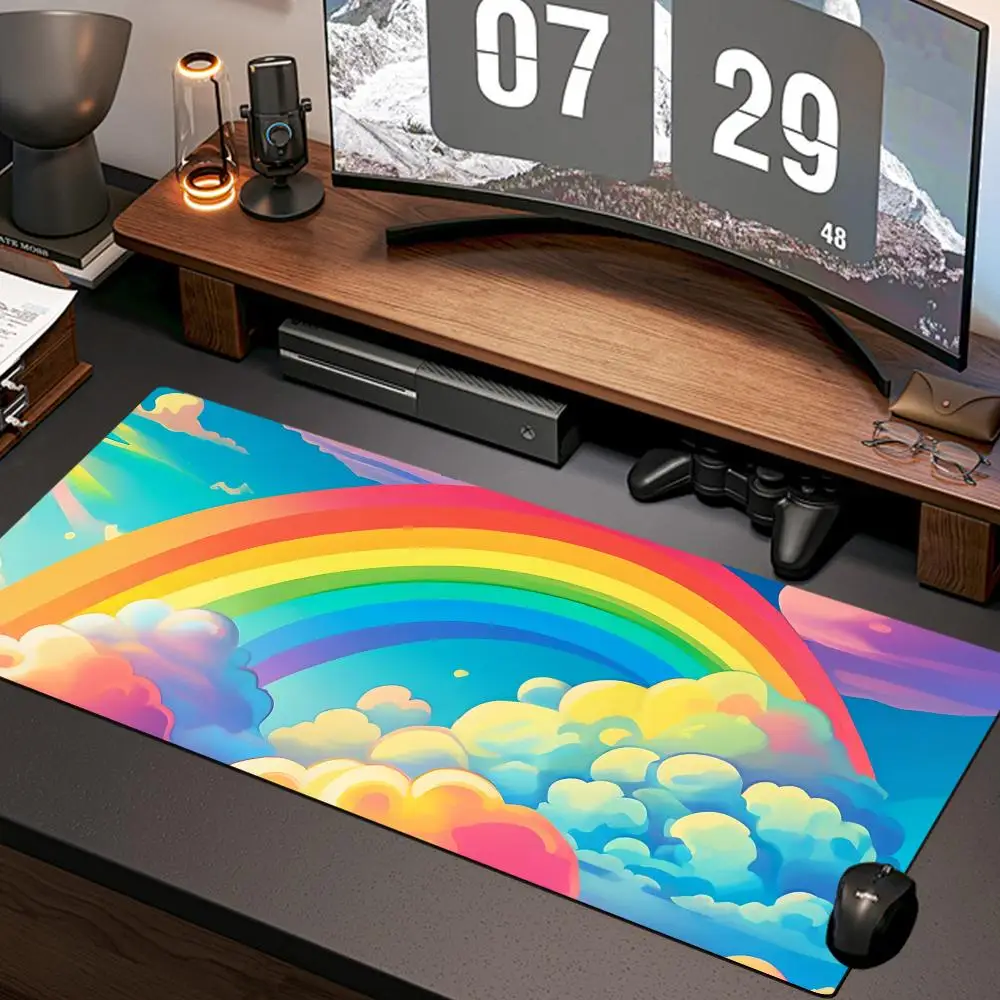 

Коврик для мыши Rainbow, новый, для компьютера и дома, XXL, настольный коврик из натурального каучука, противоскользящий, для офиса и игр