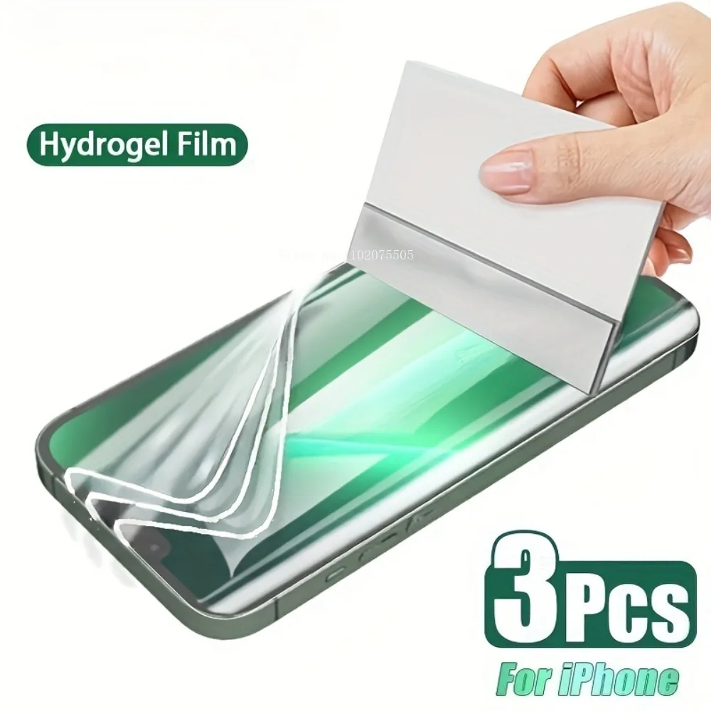 

3Pcs Hydrogel Film for IPhone 17 Pro 17 Promax 15 Plus 13 Promax Soft TPU Screen Protector Film 16E 16 14 Plus 11 12Mini XS X XR