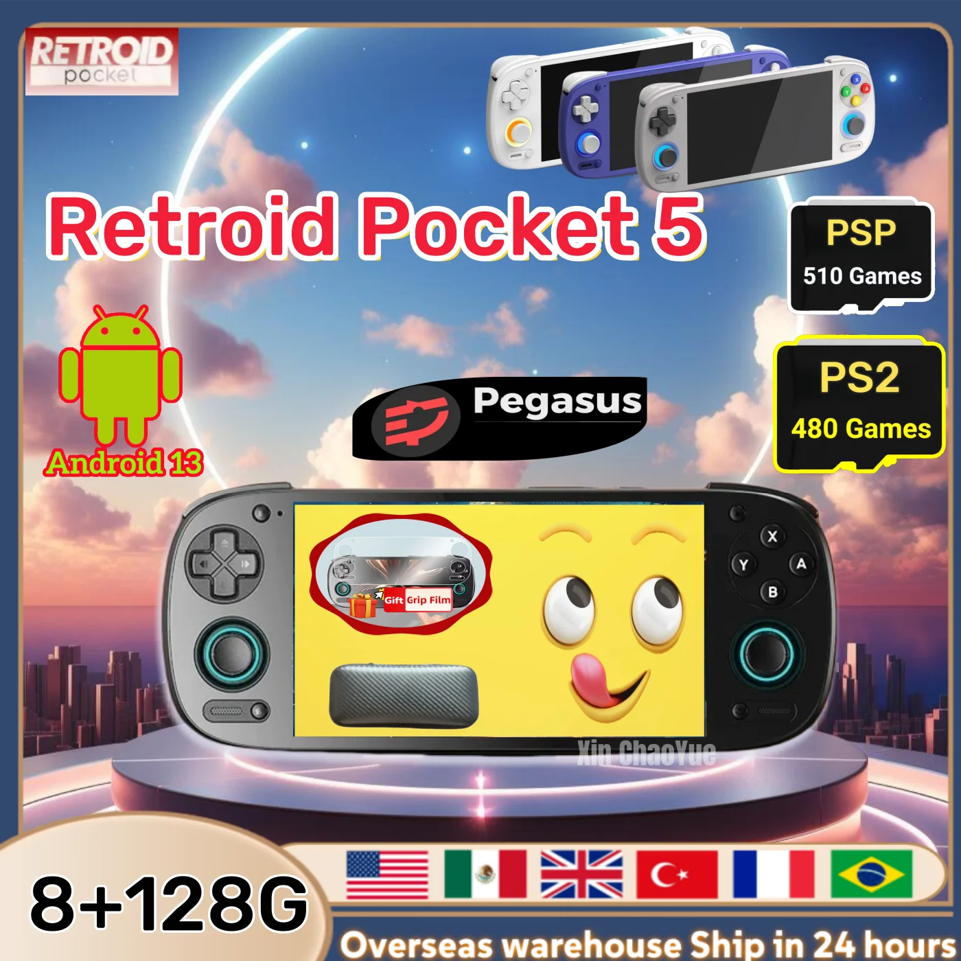 

Retroid Pocket 5 Retro Handheld Game Console Video Game Consoles RP5 SD865 8+128G Android13 5.5 Inch OLED HD Screen 512G PSP PS2