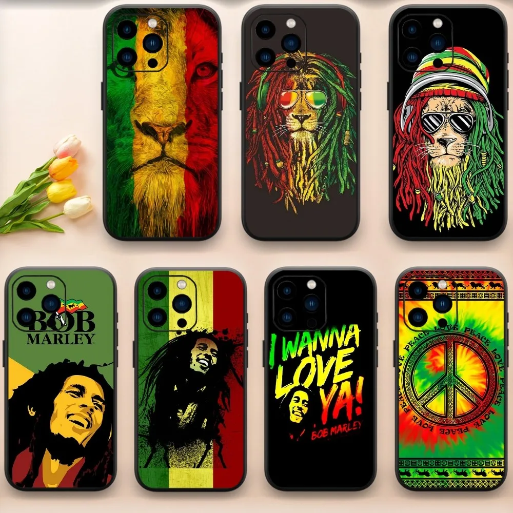 Bob Marley Rasta Lion Phone Case For iPhone 13 14 15 11 12 Mini Pro Max XR X Black Shell