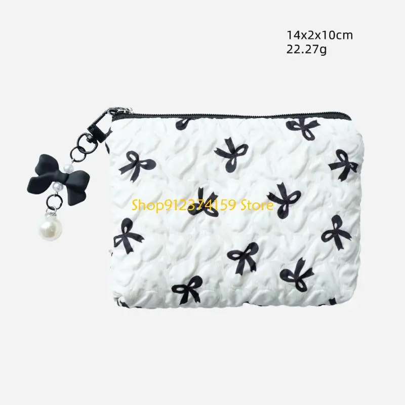 

G5AE Large Capacity Toiletry Bag Bows Makeup Bag Travel Cosmetic Bag Aesthetic Makeup Storage Bag Change Purse for Woman