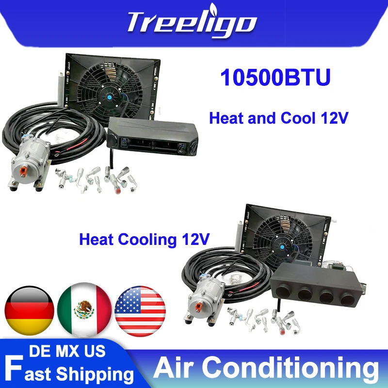 

Treeligo Air Conditioner 12V Heating Cooling Electric Underdash Air Conditioning system Ac For Car Automotive Truck Camper Van