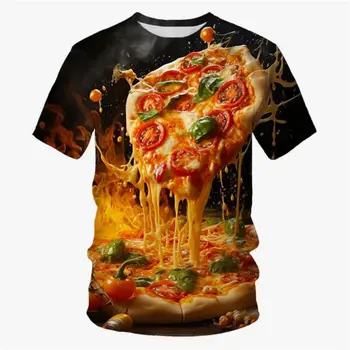 Pizza Food Hip Hop Print été hommes décontracté à manches courtes T-Shirt col rond confortable col rond enfants qualité vêtements drôles