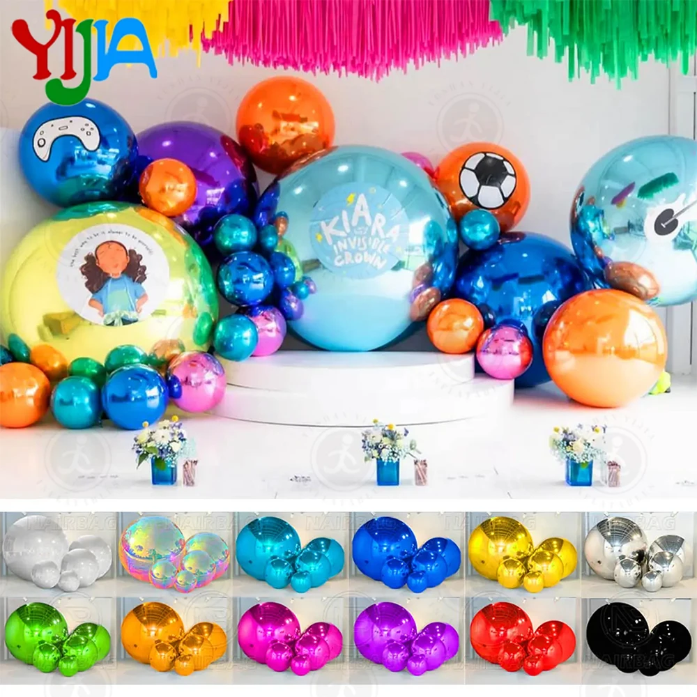 7pcs-Set Colorful Big Shiny Balls Airtight Giant Hanging&Standing Mirror Balloon Large PVC Sealed Sphere Inflatable Mirror Ball