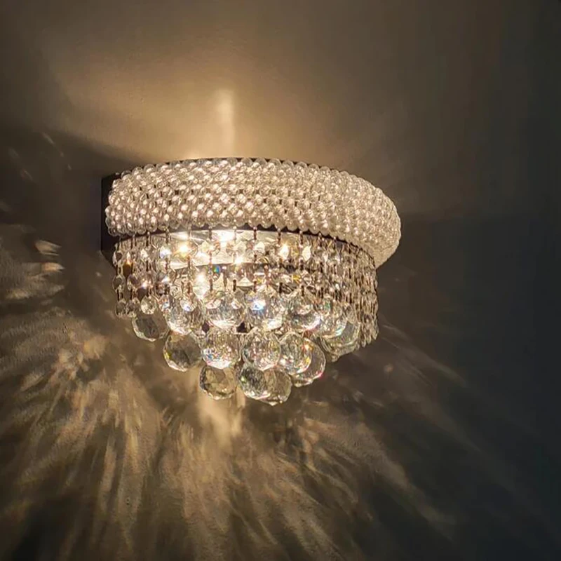 Gold Crystal Wall Lamp for Bedroom Bedside Chrome Wall Sconce Home Decor Mirror TV backdrop Walkway Wall Light Fixture