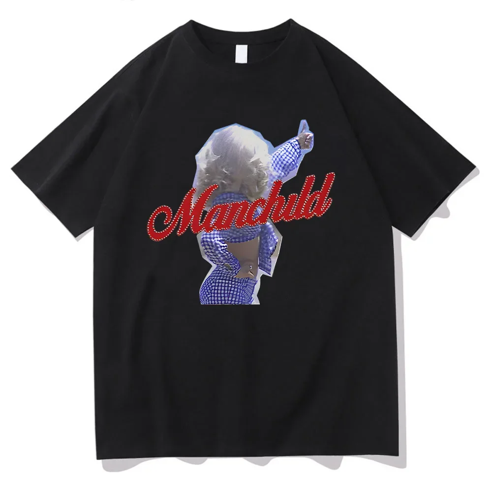 Sabrina Carpenter Manchild T -shirt Women Aesthetic Streetwear Grunge Kawaii University Hip Hop Tees Unisex  Short Sleeve