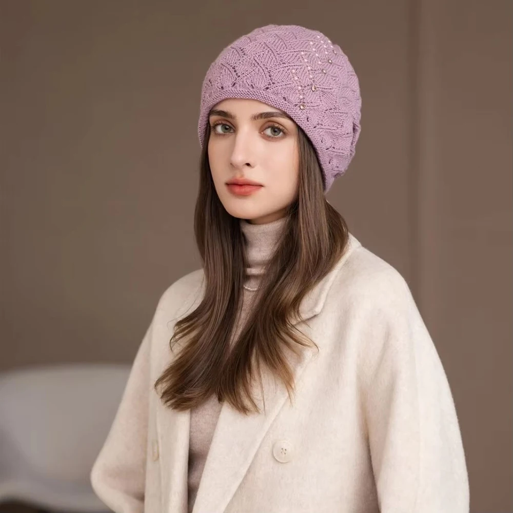 

Fashion Winter Hats For Women Chunky Knit Beanie Warm Slouchy Hat With Ear Protection Korean Style Caps Casual New Cap