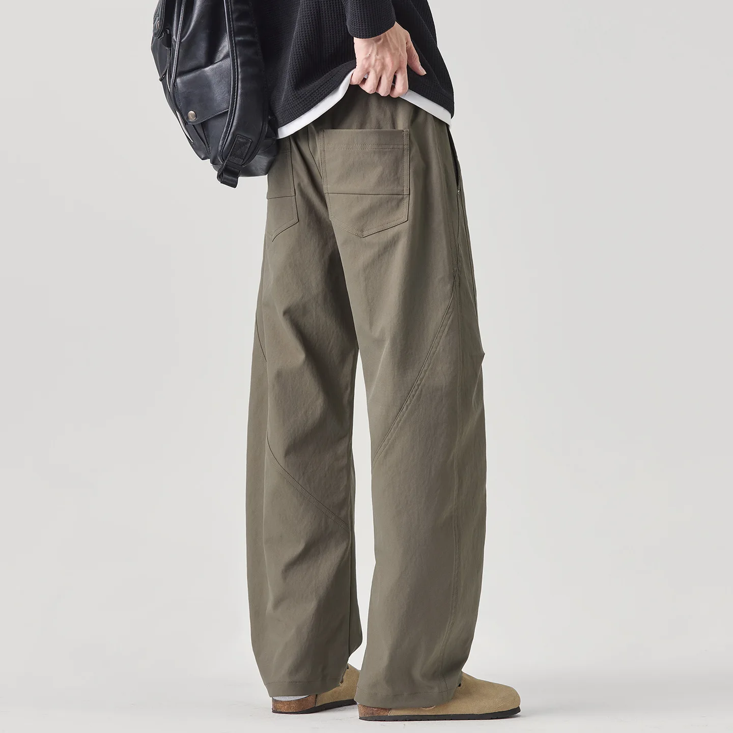 

Fully Elastic Micro-scimitar Casual Pants Men's 2026 Spring New Trendy Wide-leg Straight Loose Versatile Overalls
