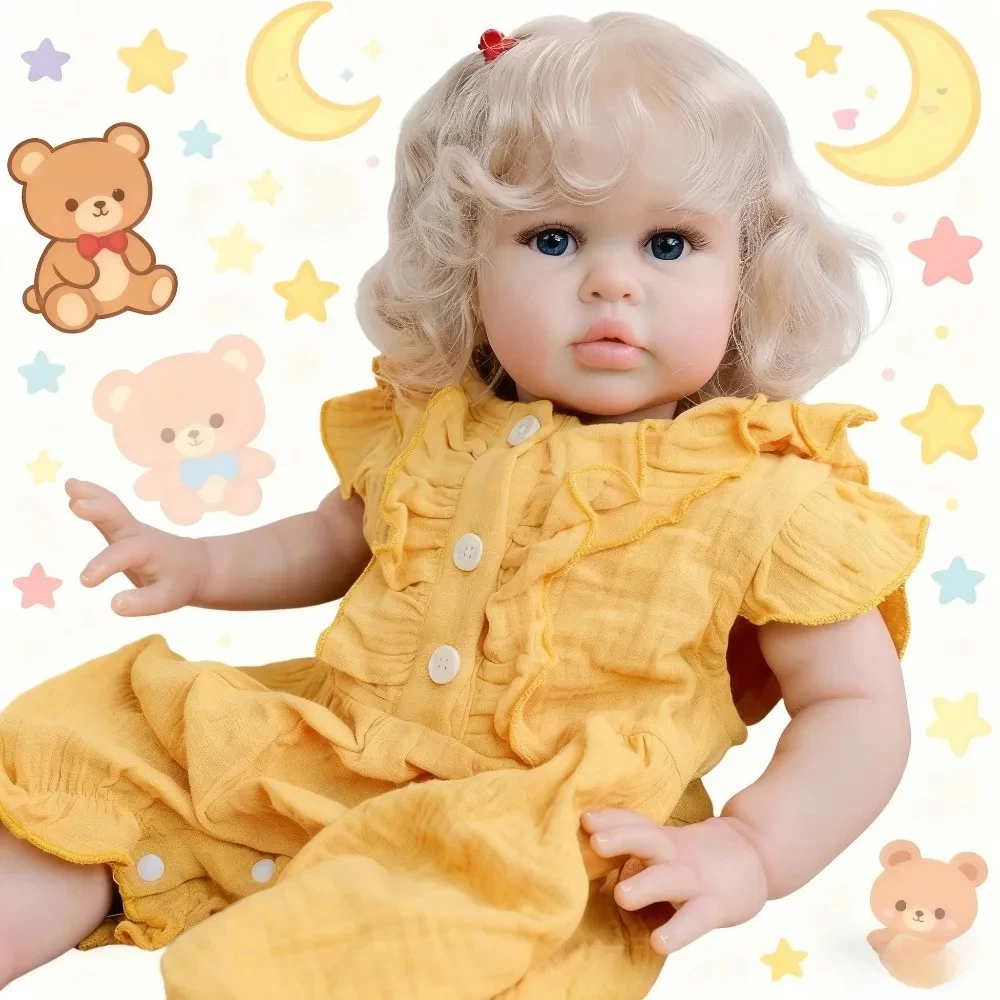 

22-дюймовая кукла реборн Ellie Soft Touch Реалистичная новорожденная девочка 3D Skin Art Doll с волосами ручного корня muñeca bebe reborn