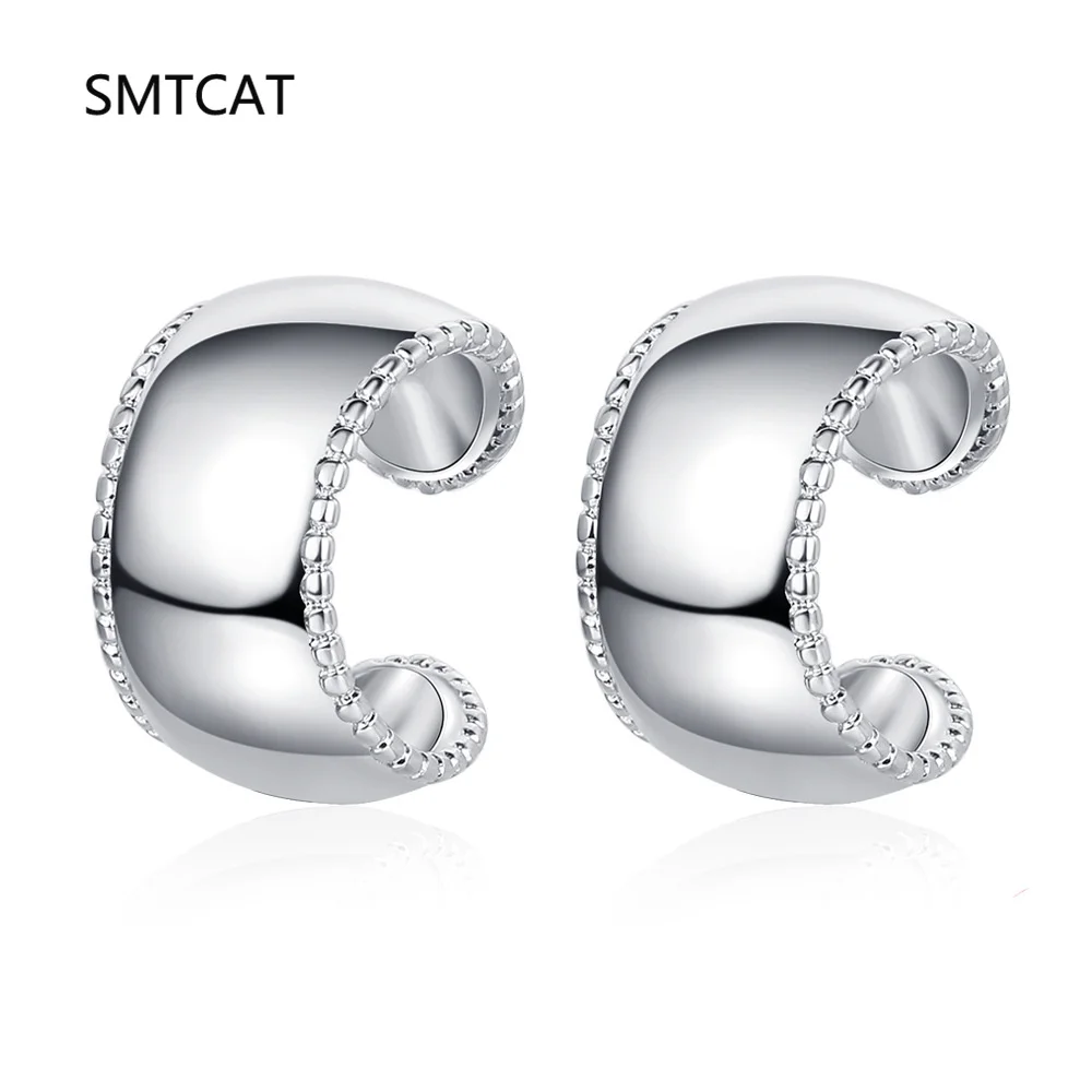 

925 Sterling Silver Smooth Surface Wide Ear Cuff Clip on Earrings For Women Girl Without Piercing Earings Jewelry Huggies DS1040