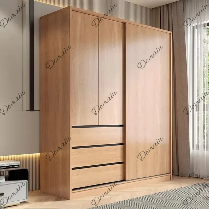 ER Any Size Custom Mid Century Walnut Sliding Wardrobe All Aluminum Zero Formaldehyde ENF Grade Bedroom Home Organizers F
