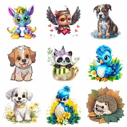 Heat Transfer T-Shirt Parches, DIY Heat-Adhesive Clothing Patches, Baby Stickers, Peacock, Rabbit, Hedgehog, Sheep
