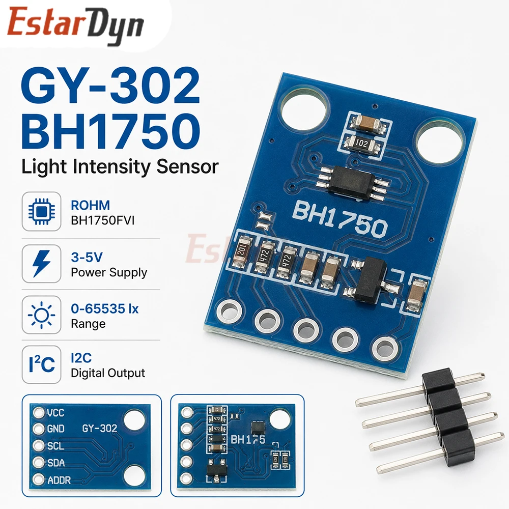 Estardyn GY-302 BH1750 BH1750FVI Light Intensity Sensor Module I2C IIC Digital Lux 3V-5V