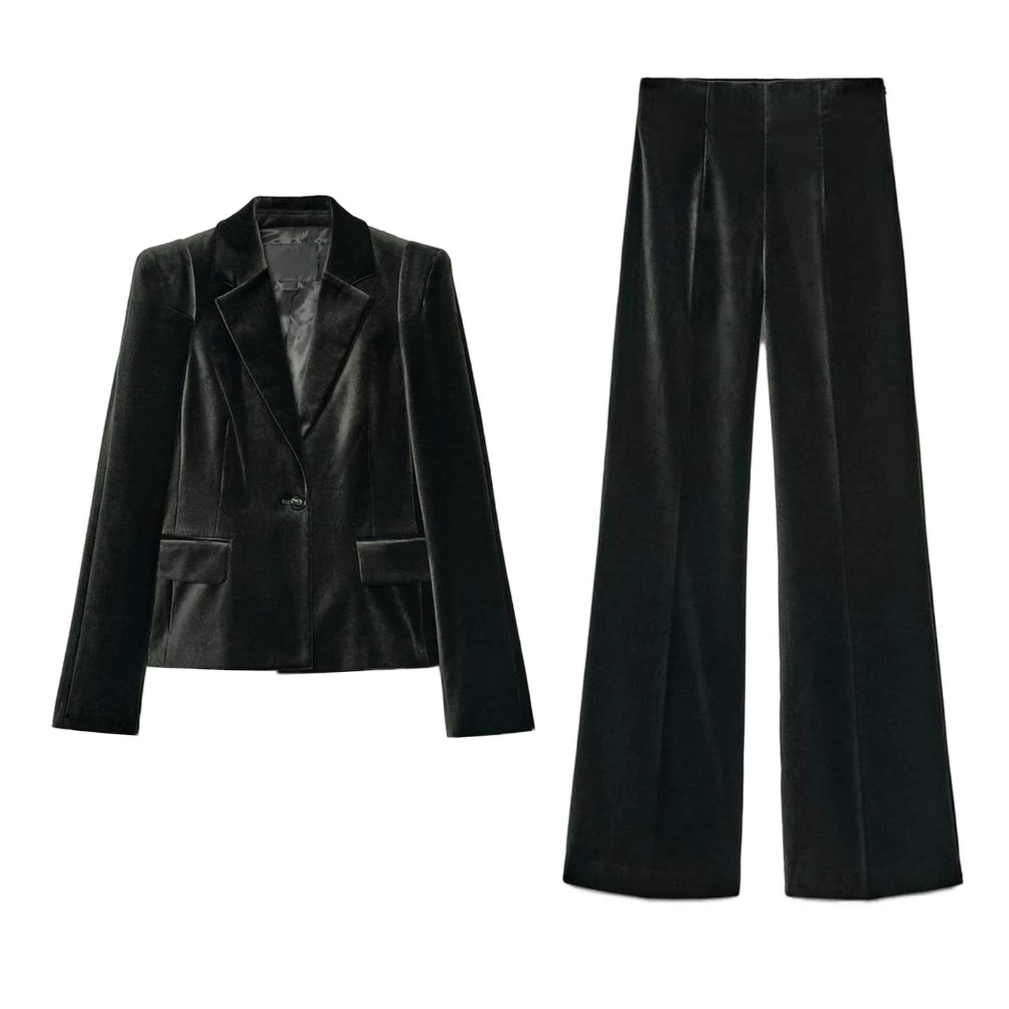 Abito su misura in velluto Jaet Long Sve Pantaloni a campana a vita alta Set Faion da donna Inverno Autunno Pendolarismo Sle