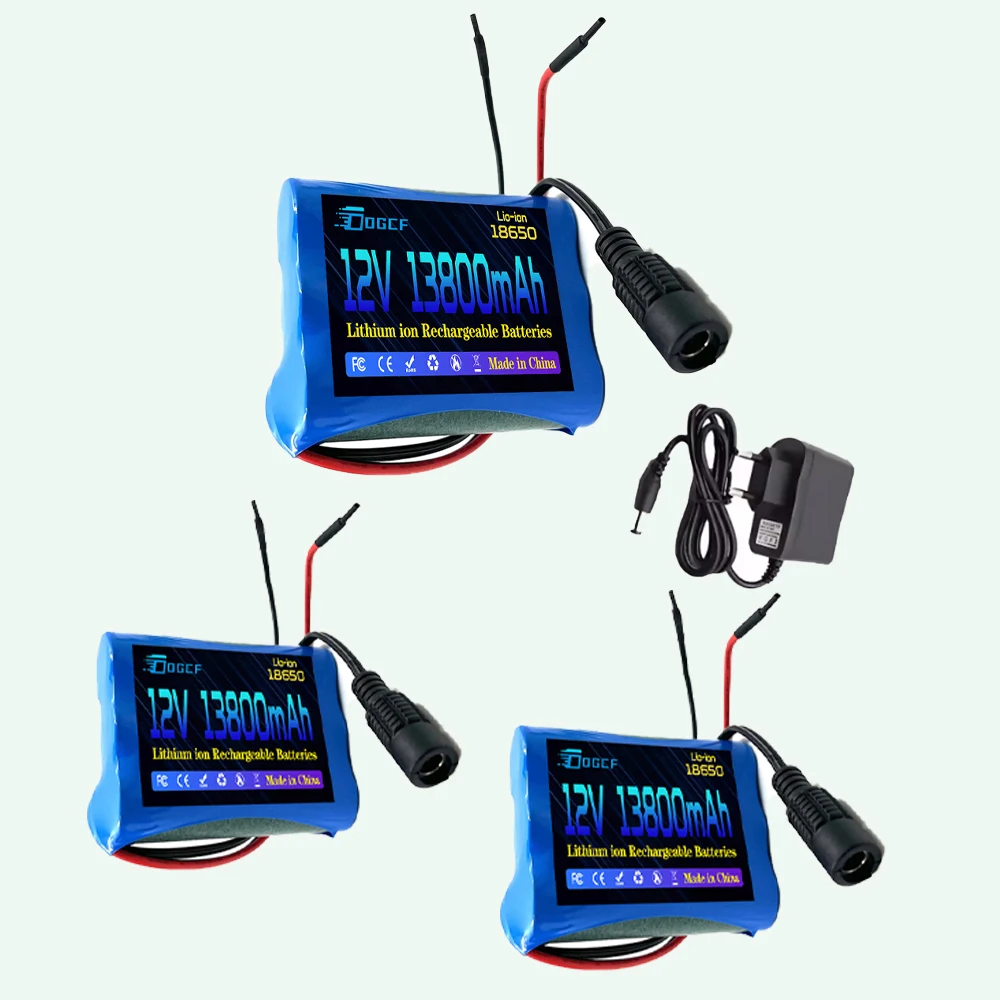 

12V 13800mAh 100% New 3S1P Protection Plate12V Battery Pack 18650 Lithium ion DC 12.6V Super Rechargeable Battery+Charger