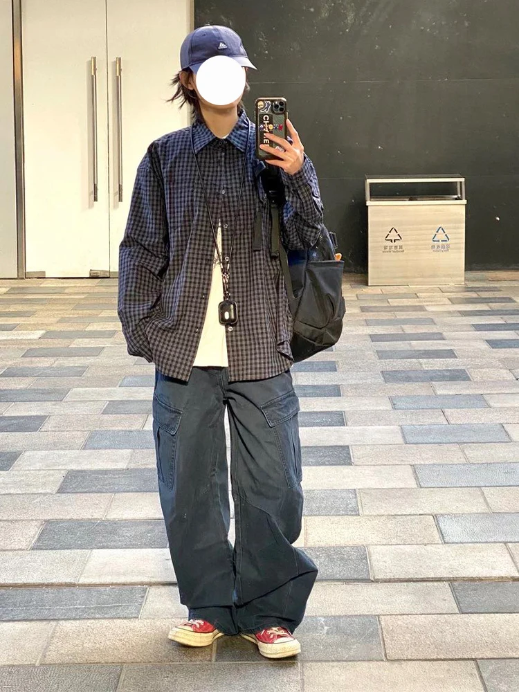 Pantalon taille haute à jambes larges pour femme, Vintage, américain, rétro, rue, automne hiver, nouveau Design, pantalon ample avec kets