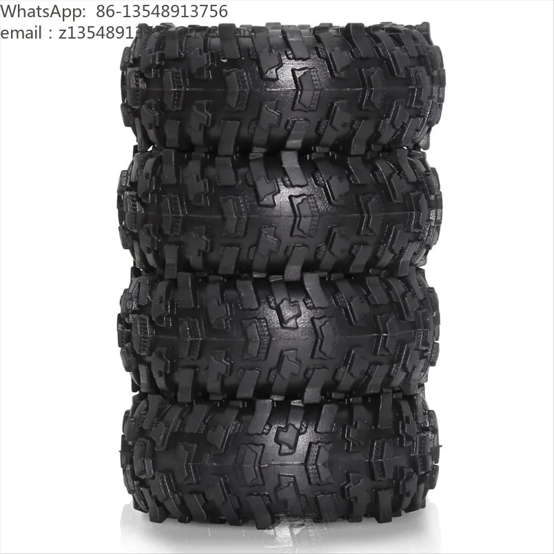 A53TT 4pcs 51mm Metal Beadlock Wheel Rim Rubber Tire Set Upgrade Parts Compatible with 1/24 RC Crawler Car