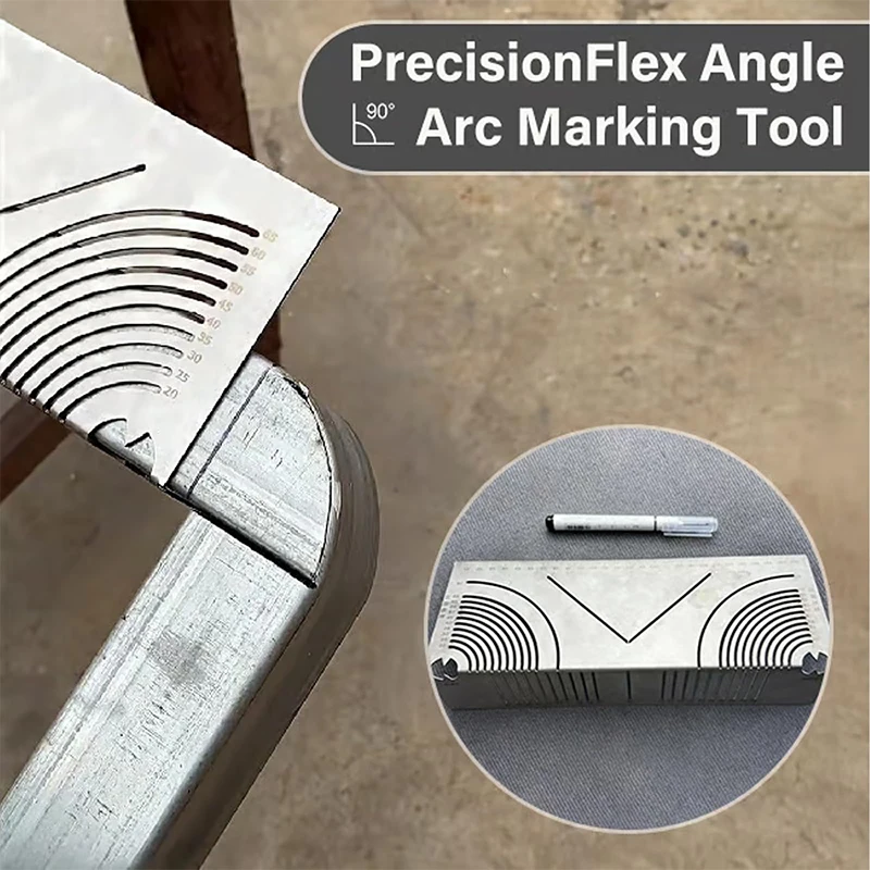 Precisionflex Strumento per marcatura ad angolo e ad arco Pratico strumento per marcatura in acciaio con piegatura per tubi quadrati Artefatto domestico essenziale per saldatura