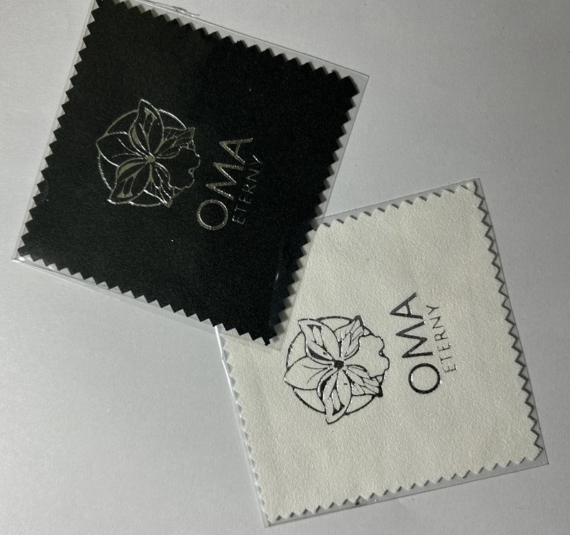 100pcs Emboss Custom LOGO 8*8cm Silver Polish opp bags Cloth for silver Jewelry Cleaner Blue Microfiber suede fabric material