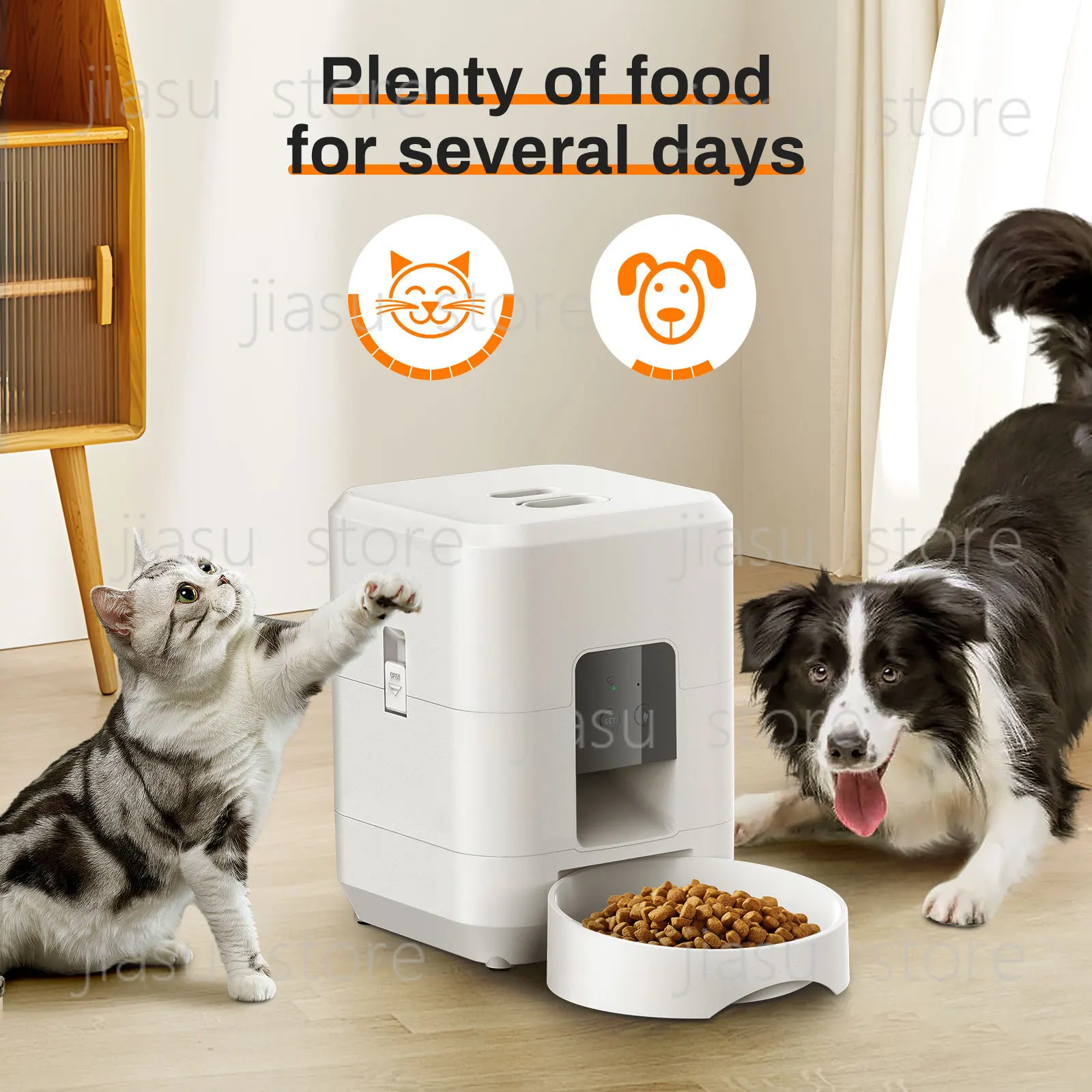 Remote Control Pet Food Dispenser, WiFi Auto Feeder with Timing Function for Cats & Dogs