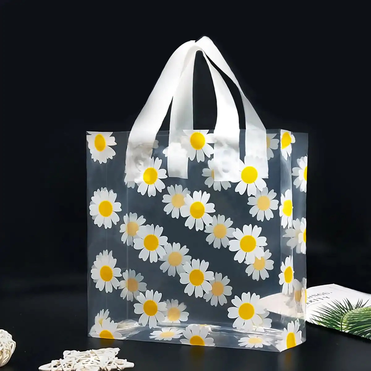 5pcs Transparent Daisy Gift Bags Birthday Wedding Party Gift Packaging Bag Put Food Lunch Storage Bag