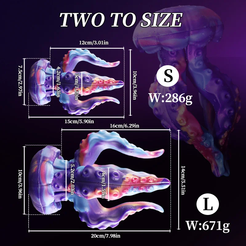 Factory Sales Luminous Tentacle Jellyfish Dildo Silicone Penis Dick Animal Monster Dildo Huge Butt PLug For Women Men Sex Shop - view 6