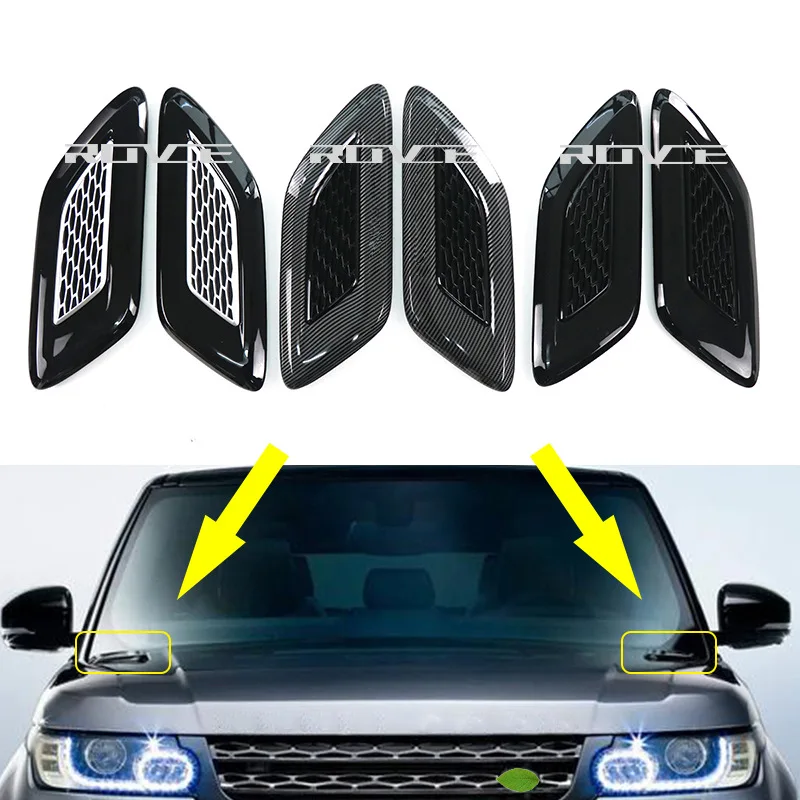 

ROLFES Black/Silver Exterior Hood Air Vent Outlet Wing Trim For Land Rover Range Rover Sport 2014 2015 2016 2017 L494