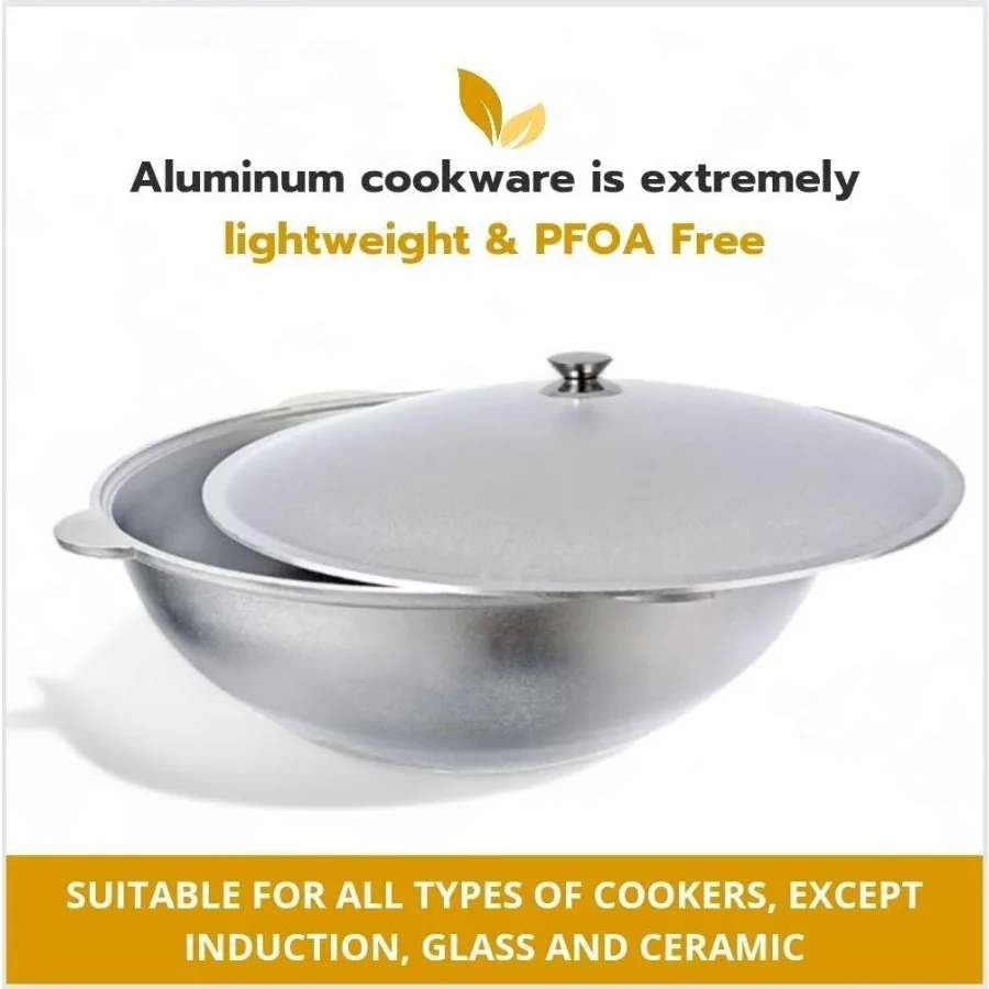 مرجل آسيوي من الألومنيوم المصبوب مع غطاء من الألومنيوم كازان وعاء فرن هولندي أواني طهي للتخييم وعاء المطبخ آمن للفرن باللون الرمادي كالديرو (15 لتر) #6