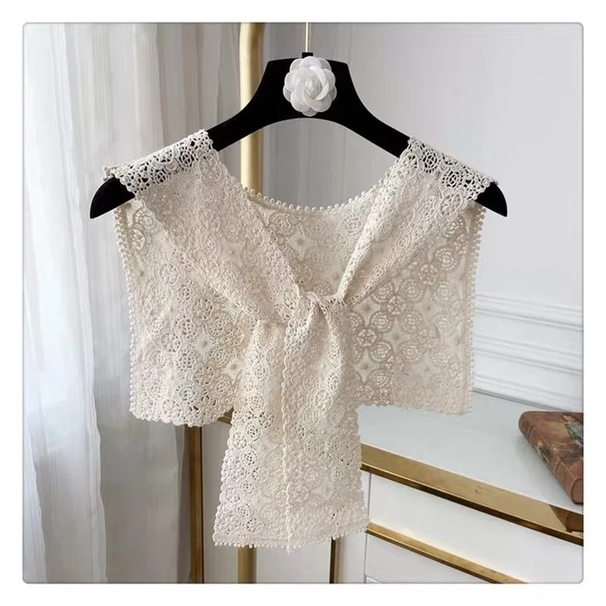 

2023 New Fashion Summer Women Kintted Wraps Lace Wrap Bolero Accessories Elegant Lady Hollow Out Shawl Capes Sun Protection 2199